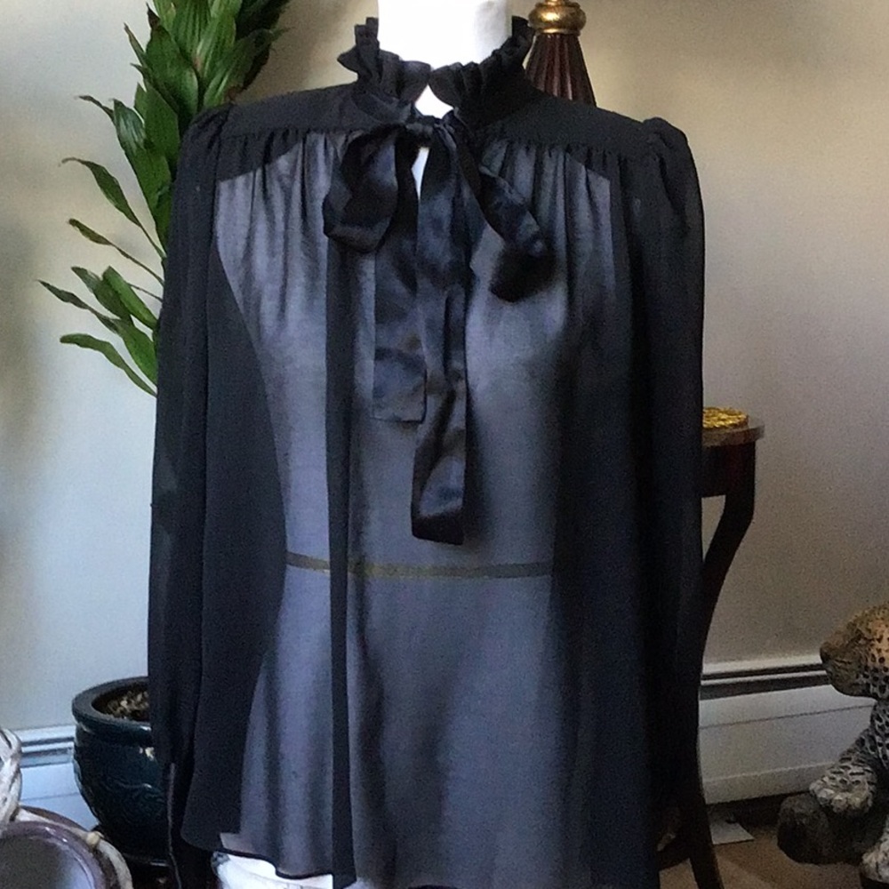 Zara bow tie long sleeve blouse